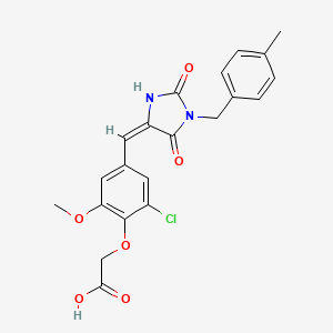 (2-chloro-6-methoxy-4-{(E)-[1-(4-methylbenzyl)-2,5-dioxoimidazolidin-4-ylidene]methyl}phenoxy)acetic acid