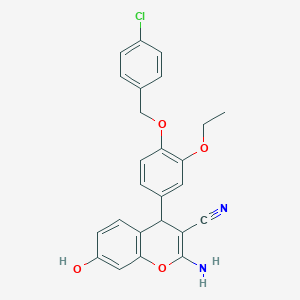 2-Amino-4-{4-[(4-chlorophenyl)methoxy]-3-ethoxyphenyl}-7-hydroxy-4H-chromene-3-carbonitrile