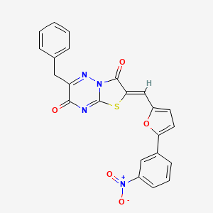 (2Z)-6-benzyl-2-{[5-(3-nitrophenyl)furan-2-yl]methylidene}-7H-[1,3]thiazolo[3,2-b][1,2,4]triazine-3,7(2H)-dione