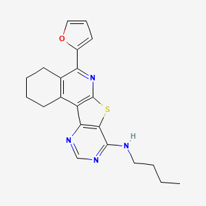 molecular formula C21H22N4OS B11593445 N-butyl-8-(furan-2-yl)-11-thia-9,14,16-triazatetracyclo[8.7.0.02,7.012,17]heptadeca-1,7,9,12,14,16-hexaen-13-amine 