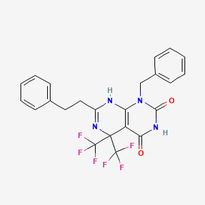 1-benzyl-4-hydroxy-7-(2-phenylethyl)-5,5-bis(trifluoromethyl)-5,8-dihydropyrimido[4,5-d]pyrimidin-2(1H)-one