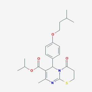 molecular formula C23H30N2O4S B11593458 propan-2-yl 8-methyl-6-[4-(3-methylbutoxy)phenyl]-4-oxo-3,4-dihydro-2H,6H-pyrimido[2,1-b][1,3]thiazine-7-carboxylate 