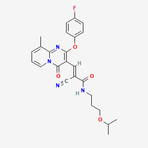 molecular formula C25H25FN4O4 B11593480 (2E)-2-cyano-3-[2-(4-fluorophenoxy)-9-methyl-4-oxo-4H-pyrido[1,2-a]pyrimidin-3-yl]-N-[3-(propan-2-yloxy)propyl]prop-2-enamide 