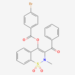 molecular formula C23H16BrNO5S B11593498 3-benzoyl-2-methyl-1,1-dioxido-2H-1,2-benzothiazin-4-yl 4-bromobenzoate 