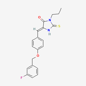 molecular formula C20H19FN2O2S B11593505 (5Z)-5-{4-[(3-fluorobenzyl)oxy]benzylidene}-3-propyl-2-thioxoimidazolidin-4-one 