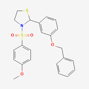 2-(3-(Benzyloxy)phenyl)-3-((4-methoxyphenyl)sulfonyl)thiazolidine