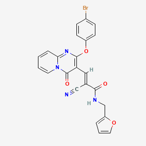 (2E)-3-[2-(4-bromophenoxy)-4-oxo-4H-pyrido[1,2-a]pyrimidin-3-yl]-2-cyano-N-(furan-2-ylmethyl)prop-2-enamide