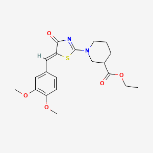 ethyl 1-[(5Z)-5-(3,4-dimethoxybenzylidene)-4-oxo-4,5-dihydro-1,3-thiazol-2-yl]piperidine-3-carboxylate