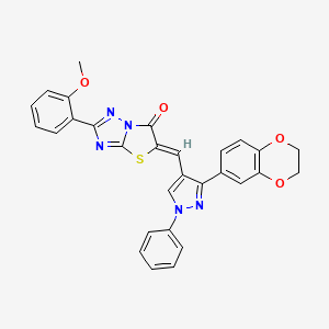 (5Z)-5-{[3-(2,3-dihydro-1,4-benzodioxin-6-yl)-1-phenyl-1H-pyrazol-4-yl]methylidene}-2-(2-methoxyphenyl)[1,3]thiazolo[3,2-b][1,2,4]triazol-6(5H)-one