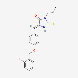 molecular formula C20H19FN2O2S B11593584 (5Z)-5-{4-[(2-fluorobenzyl)oxy]benzylidene}-3-propyl-2-thioxoimidazolidin-4-one 