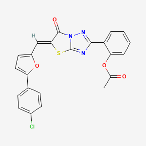 2-[(5Z)-5-{[5-(4-chlorophenyl)furan-2-yl]methylidene}-6-oxo-5,6-dihydro[1,3]thiazolo[3,2-b][1,2,4]triazol-2-yl]phenyl acetate