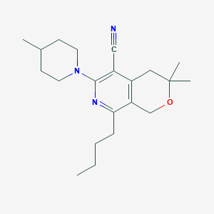 molecular formula C21H31N3O B11593605 8-butyl-3,3-dimethyl-6-(4-methylpiperidin-1-yl)-3,4-dihydro-1H-pyrano[3,4-c]pyridine-5-carbonitrile 