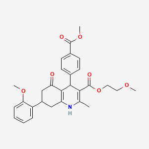 molecular formula C29H31NO7 B11593630 2-Methoxyethyl 4-[4-(methoxycarbonyl)phenyl]-7-(2-methoxyphenyl)-2-methyl-5-oxo-1,4,5,6,7,8-hexahydroquinoline-3-carboxylate 