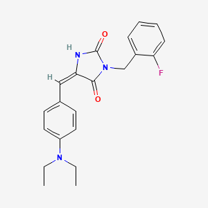 (5E)-5-[4-(diethylamino)benzylidene]-3-(2-fluorobenzyl)imidazolidine-2,4-dione