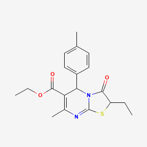 ethyl 2-ethyl-7-methyl-5-(4-methylphenyl)-3-oxo-2,3-dihydro-5H-[1,3]thiazolo[3,2-a]pyrimidine-6-carboxylate