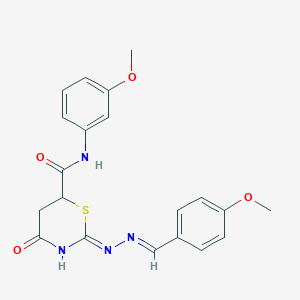 2-[2-(4-methoxybenzylidene)hydrazino]-N-(3-methoxyphenyl)-4-oxo-5,6-dihydro-4H-1,3-thiazine-6-carboxamide