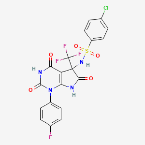 4-chloro-N-[1-(4-fluorophenyl)-4-hydroxy-2,6-dioxo-5-(trifluoromethyl)-2,5,6,7-tetrahydro-1H-pyrrolo[2,3-d]pyrimidin-5-yl]benzenesulfonamide