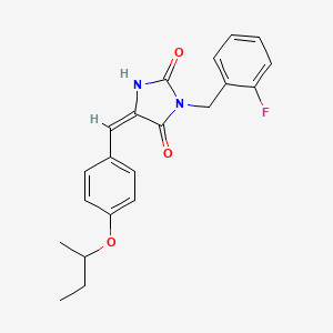 molecular formula C21H21FN2O3 B11593669 (5E)-5-[4-(butan-2-yloxy)benzylidene]-3-(2-fluorobenzyl)imidazolidine-2,4-dione 