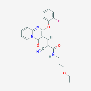 molecular formula C23H21FN4O4 B11593681 (2E)-2-cyano-N-(3-ethoxypropyl)-3-[2-(2-fluorophenoxy)-4-oxo-4H-pyrido[1,2-a]pyrimidin-3-yl]prop-2-enamide 