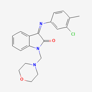 molecular formula C20H20ClN3O2 B11593693 (3Z)-3-[(3-chloro-4-methylphenyl)imino]-1-(morpholin-4-ylmethyl)-1,3-dihydro-2H-indol-2-one 