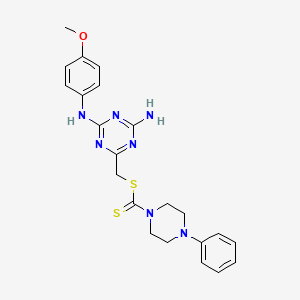 {4-Amino-6-[(4-methoxyphenyl)amino]-1,3,5-triazin-2-yl}methyl 4-phenylpiperazine-1-carbodithioate