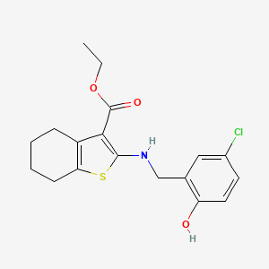 molecular formula C18H20ClNO3S B11593712 Ethyl 2-[(5-chloro-2-hydroxybenzyl)amino]-4,5,6,7-tetrahydro-1-benzothiophene-3-carboxylate 