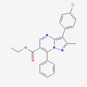 molecular formula C22H18ClN3O2 B11593722 Ethyl 3-(4-chlorophenyl)-2-methyl-7-phenylpyrazolo[1,5-a]pyrimidine-6-carboxylate 