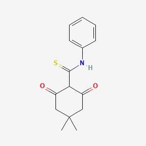 molecular formula C15H17NO2S B11593742 Cyclohexanecarbothioamide, 4,4-dimethyl-2,6-dioxo-N-phenyl- CAS No. 13196-41-3