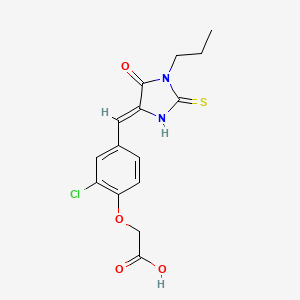 {2-chloro-4-[(Z)-(5-oxo-1-propyl-2-thioxoimidazolidin-4-ylidene)methyl]phenoxy}acetic acid