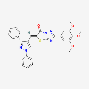 molecular formula C29H23N5O4S B11593796 (5Z)-5-[(1,3-diphenyl-1H-pyrazol-4-yl)methylidene]-2-(3,4,5-trimethoxyphenyl)[1,3]thiazolo[3,2-b][1,2,4]triazol-6(5H)-one 