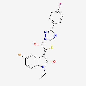 molecular formula C20H12BrFN4O2S B11593820 (3Z)-5-bromo-1-ethyl-3-[2-(4-fluorophenyl)-6-oxo[1,3]thiazolo[3,2-b][1,2,4]triazol-5(6H)-ylidene]-1,3-dihydro-2H-indol-2-one 