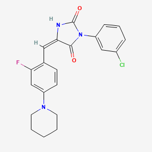 (5E)-3-(3-chlorophenyl)-5-[2-fluoro-4-(piperidin-1-yl)benzylidene]imidazolidine-2,4-dione