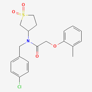 molecular formula C20H22ClNO4S B11593853 N-(4-chlorobenzyl)-N-(1,1-dioxidotetrahydrothiophen-3-yl)-2-(2-methylphenoxy)acetamide 