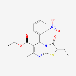 ethyl 2-ethyl-7-methyl-5-(2-nitrophenyl)-3-oxo-2,3-dihydro-5H-[1,3]thiazolo[3,2-a]pyrimidine-6-carboxylate