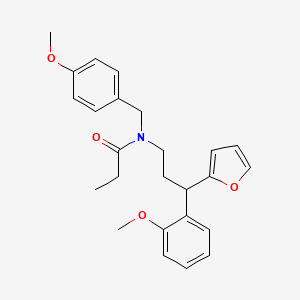 N-[3-(furan-2-yl)-3-(2-methoxyphenyl)propyl]-N-[(4-methoxyphenyl)methyl]propanamide