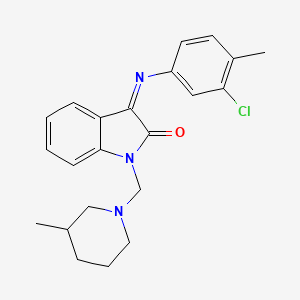 (3E)-3-[(3-Chloro-4-methylphenyl)imino]-1-[(3-methylpiperidin-1-YL)methyl]-2,3-dihydro-1H-indol-2-one