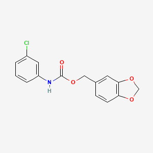 molecular formula C15H12ClNO4 B11593971 Piperonyl N-(3-chlorophenyl)carbamate CAS No. 7077-87-4