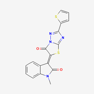 (3Z)-1-methyl-3-[6-oxo-2-(thiophen-2-yl)[1,3]thiazolo[3,2-b][1,2,4]triazol-5(6H)-ylidene]-1,3-dihydro-2H-indol-2-one