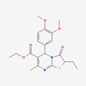 molecular formula C20H24N2O5S B11594010 ethyl 5-(3,4-dimethoxyphenyl)-2-ethyl-7-methyl-3-oxo-2,3-dihydro-5H-[1,3]thiazolo[3,2-a]pyrimidine-6-carboxylate 