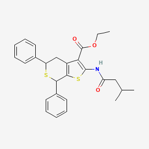 molecular formula C27H29NO3S2 B11594041 ethyl 2-[(3-methylbutanoyl)amino]-5,7-diphenyl-4,7-dihydro-5H-thieno[2,3-c]thiopyran-3-carboxylate 