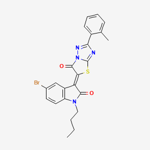 molecular formula C23H19BrN4O2S B11594045 (3Z)-5-bromo-1-butyl-3-[2-(2-methylphenyl)-6-oxo[1,3]thiazolo[3,2-b][1,2,4]triazol-5(6H)-ylidene]-1,3-dihydro-2H-indol-2-one 