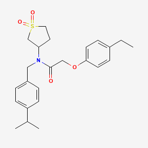 molecular formula C24H31NO4S B11594051 N-(1,1-dioxidotetrahydrothiophen-3-yl)-2-(4-ethylphenoxy)-N-[4-(propan-2-yl)benzyl]acetamide 