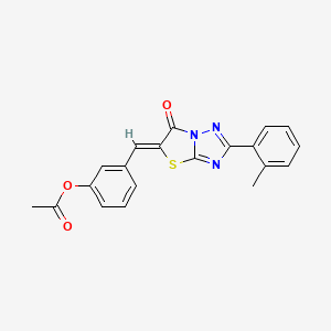 molecular formula C20H15N3O3S B11594071 3-{(Z)-[2-(2-methylphenyl)-6-oxo[1,3]thiazolo[3,2-b][1,2,4]triazol-5(6H)-ylidene]methyl}phenyl acetate 