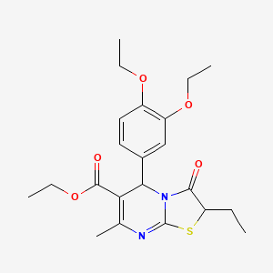 ethyl 5-(3,4-diethoxyphenyl)-2-ethyl-7-methyl-3-oxo-2,3-dihydro-5H-[1,3]thiazolo[3,2-a]pyrimidine-6-carboxylate