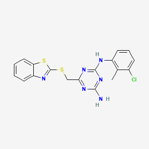 6-(Benzothiazol-2-ylsulfanylmethyl)-N-(3-chloro-2-methyl-phenyl)-[1,3,5]triazine-2,4-diamine