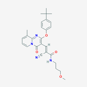 (2E)-3-[2-(4-tert-butylphenoxy)-9-methyl-4-oxo-4H-pyrido[1,2-a]pyrimidin-3-yl]-2-cyano-N-(3-methoxypropyl)prop-2-enamide