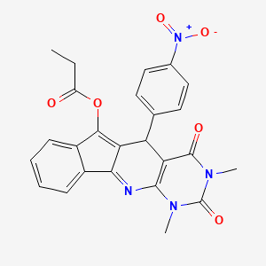 molecular formula C25H20N4O6 B11594119 [5,7-dimethyl-2-(4-nitrophenyl)-4,6-dioxo-5,7,9-triazatetracyclo[8.7.0.03,8.011,16]heptadeca-1(17),3(8),9,11,13,15-hexaen-17-yl] propanoate 