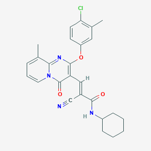 (2E)-3-[2-(4-chloro-3-methylphenoxy)-9-methyl-4-oxo-4H-pyrido[1,2-a]pyrimidin-3-yl]-2-cyano-N-cyclohexylprop-2-enamide