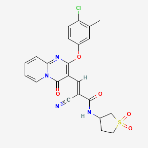 molecular formula C23H19ClN4O5S B11594129 (2E)-3-[2-(4-chloro-3-methylphenoxy)-4-oxo-4H-pyrido[1,2-a]pyrimidin-3-yl]-2-cyano-N-(1,1-dioxidotetrahydrothiophen-3-yl)prop-2-enamide 