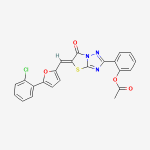 molecular formula C23H14ClN3O4S B11594171 2-[(5Z)-5-{[5-(2-chlorophenyl)furan-2-yl]methylidene}-6-oxo-5,6-dihydro[1,3]thiazolo[3,2-b][1,2,4]triazol-2-yl]phenyl acetate 